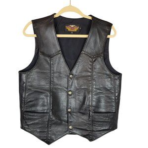 Harley Davidson Vtg Leather Motorcycle Vest Men Sm